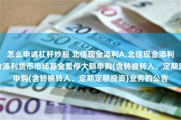 怎么申请杠杆炒股 北信现金添利A,北信现金添利B: 关于北信瑞丰现金添利货币市场基金暂停大额申购(含转换转入、定期定额投资)业务的公告