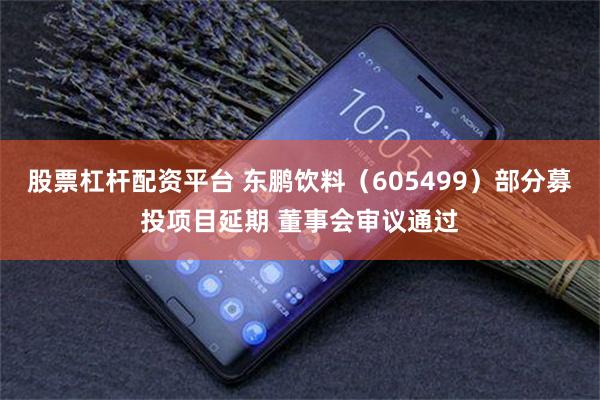 股票杠杆配资平台 东鹏饮料（605499）部分募投项目延期 董事会审议通过