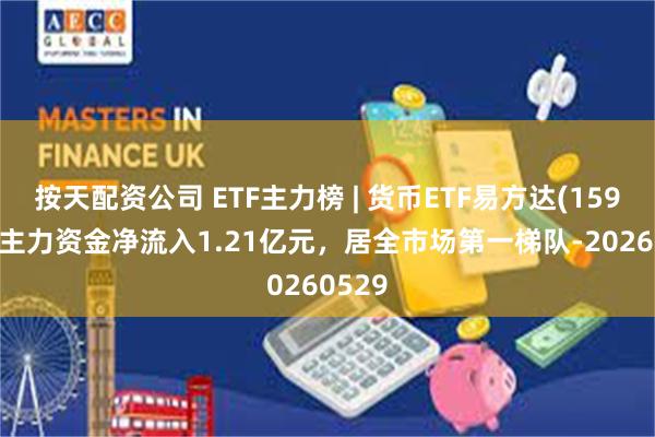 按天配资公司 ETF主力榜 | 货币ETF易方达(159001)主力资金净流入1.21亿元，居全市场第一梯队-20260529
