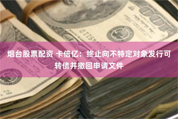 烟台股票配资 卡倍亿：终止向不特定对象发行可转债并撤回申请文件