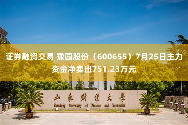 证券融资交易 豫园股份（600655）7月25日主力资金净卖出751.23万元