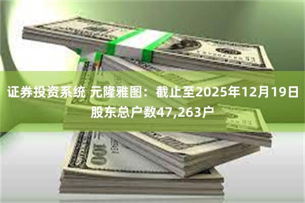 证券投资系统 元隆雅图：截止至2025年12月19日股东总户数47,263户