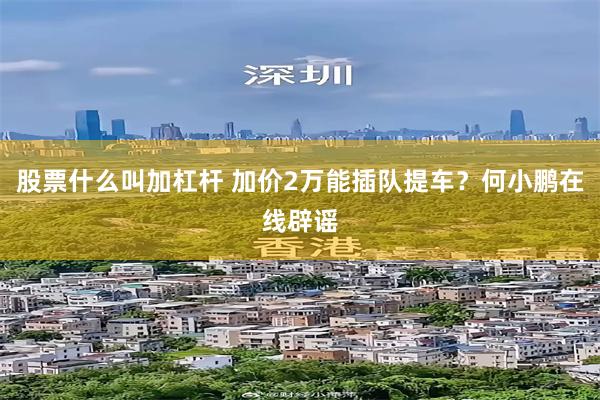 股票什么叫加杠杆 加价2万能插队提车？何小鹏在线辟谣