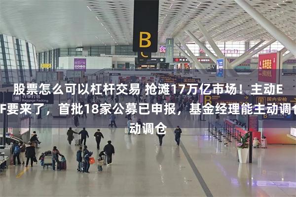 股票怎么可以杠杆交易 抢滩17万亿市场!主动ETF要来了,首批18家公募已申报,基金经理能主动调仓