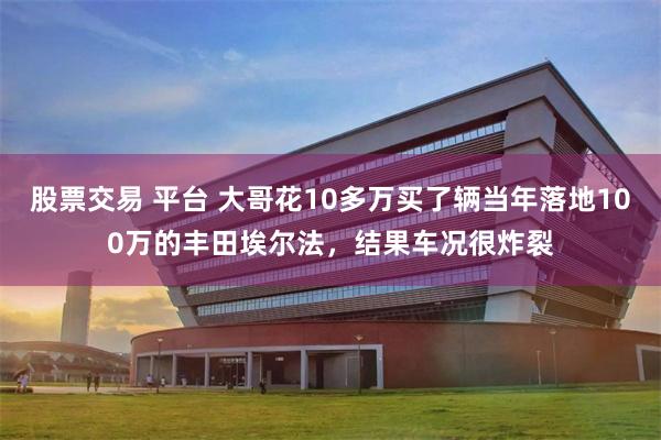 股票交易 平台 大哥花10多万买了辆当年落地100万的丰田埃尔法，结果车况很炸裂