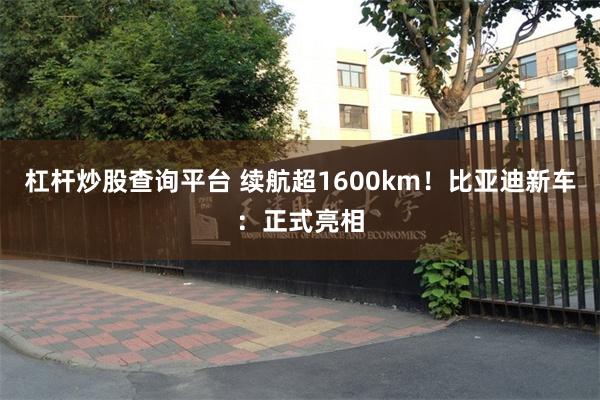 杠杆炒股查询平台 续航超1600km!比亚迪新车:正式亮相