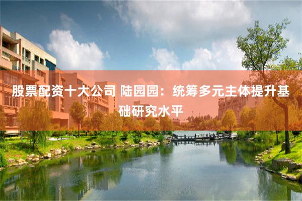 股票配资十大公司 陆园园：统筹多元主体提升基础研究水平